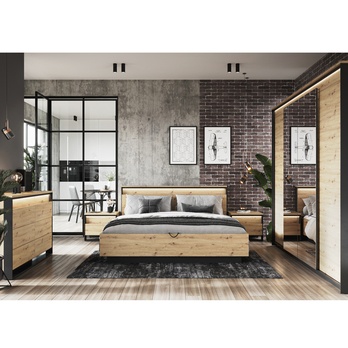 Posteľ QUANT QS-02 dub artisan/čierna, 180x200 cm 1