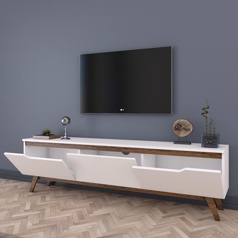 TV stolík QUINN biela/tmavý orech 2