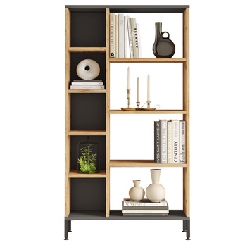 Regál/knižnica RAI borovica atlantic/antracitová 2