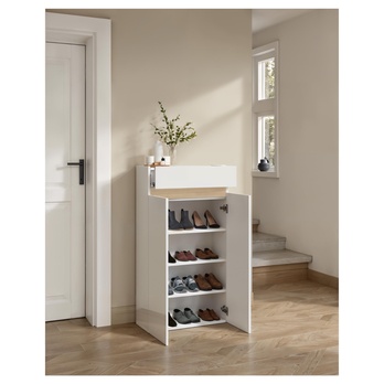 Skrinka na topánky RAINBOW 1 svetlý dub/biela vysoký lesk 5