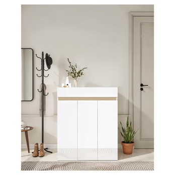 Skrinka na topánky RAINBOW 2 svetlý dub/biela vysoký lesk 1