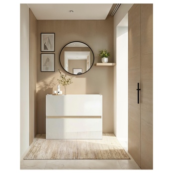 Skrinka na topánky RAINBOW 3 svetlý dub/biela vysoký lesk 1