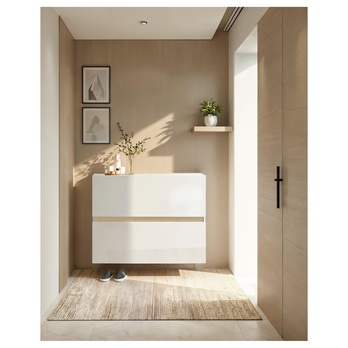 Skrinka na topánky RAINBOW 3 svetlý dub/biela vysoký lesk 4