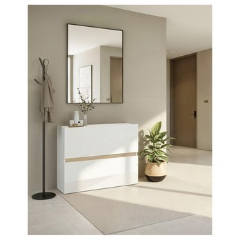 Skrinka na topánky RAINBOW 3 svetlý dub/biela vysoký lesk 5