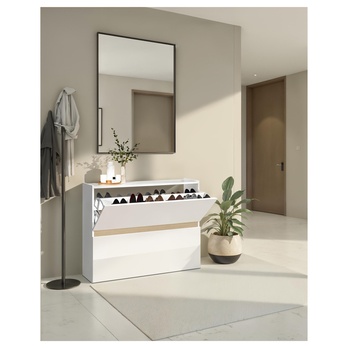 Skrinka na topánky RAINBOW 3 svetlý dub/biela vysoký lesk 6