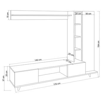 Obývacia stena RAMBUTY dub/biela 3