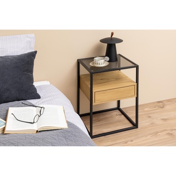 Nočný stolík RANDOLF dub/čierna 1