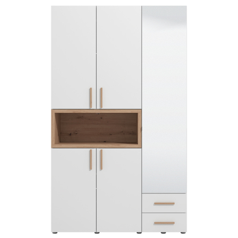 Šatníková skriňa RASL I biela/dub artisan 2