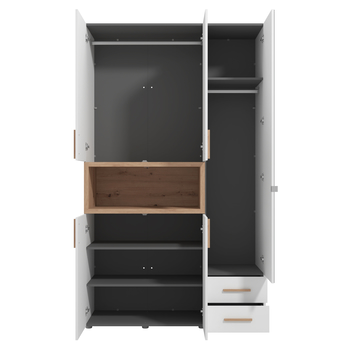 Šatníková skriňa RASL I biela/dub artisan 1