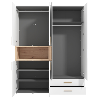 Šatníková skriňa RASL II biela/dub artisan 1