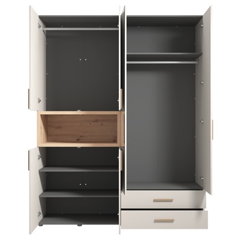 Šatníková skriňa RASL II kašmírová/dub artisan 1