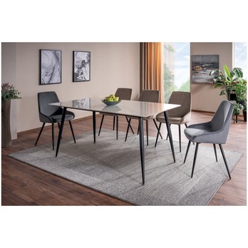 Jedálenský stôl RAUN 1 biely mramor/čierna 1