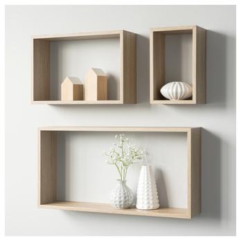 Sada nástenných políc REC dub sonoma, 3 ks 1