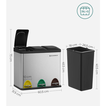 Kôš na triedený odpad RECYCLING sivá/čierna 5