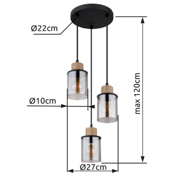 Závesné svietidlo REID 2 čierna/dymové sklo 4