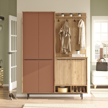 Predsieňová zostava REVO dub/červená 1