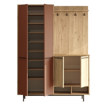 Predsieňová zostava REVO dub/červená 2