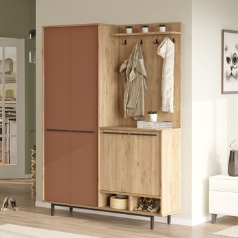 Predsieňová zostava REVO dub/červená 3