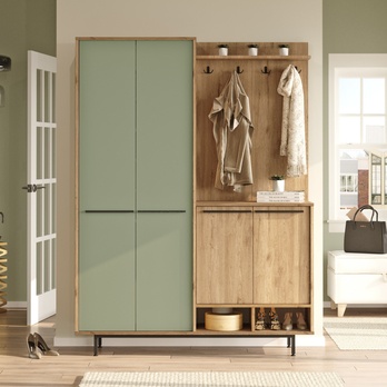 Predsieňová zostava REVO dub/zelená 1