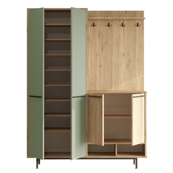 Predsieňová zostava REVO dub/zelená 2