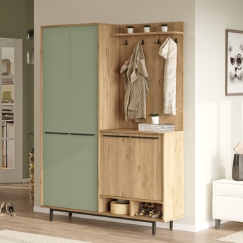 Predsieňová zostava REVO dub/zelená 3
