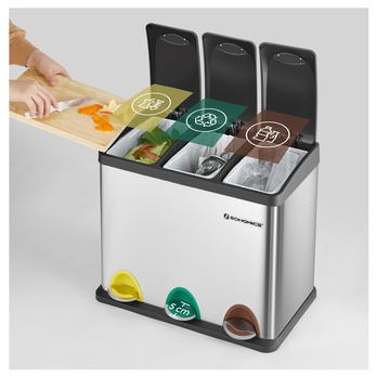 Odpadkový kôš na triedený odpad REYCLING 2 strieborná/čierna, 24 L 4