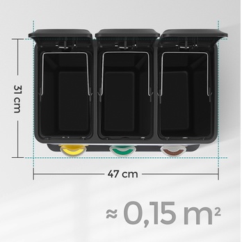 Odpadkový kôš na triedený odpad REYCLING 2 strieborná/čierna, 24 L 6
