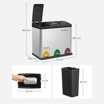 Odpadkový kôš na triedený odpad REYCLING 2 strieborná/čierna, 24 L 8