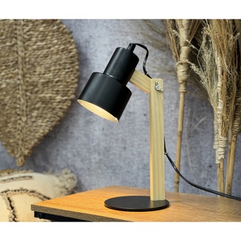 Stolná lampa RHETT svetlé drevo/čierny kov 1