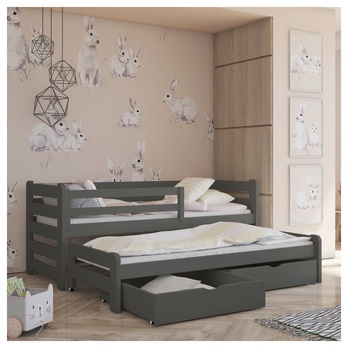 Posteľ s výsuvným lôžkom RHYS grafitová, 80x180 cm 2