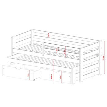 Posteľ s výsuvným lôžkom RHYS biela, 90x190 cm 10