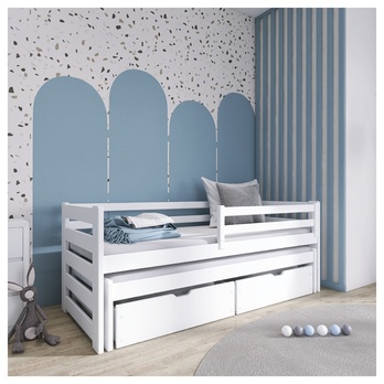 Posteľ s výsuvným lôžkom RHYS biela, 80x200 cm 1