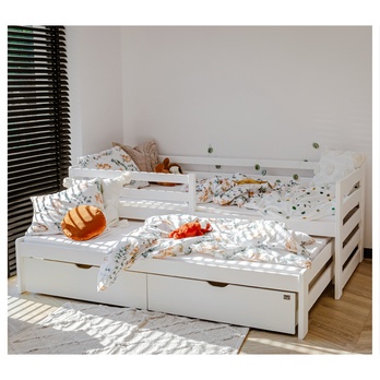 Posteľ s výsuvným lôžkom RHYS biela, 80x200 cm 2