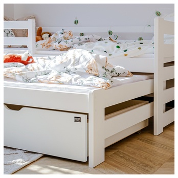 Posteľ s výsuvným lôžkom RHYS biela, 80x200 cm 8