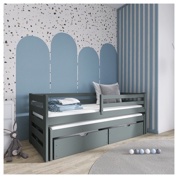 Posteľ s výsuvným lôžkom RHYS grafitová, 90x190 cm 1