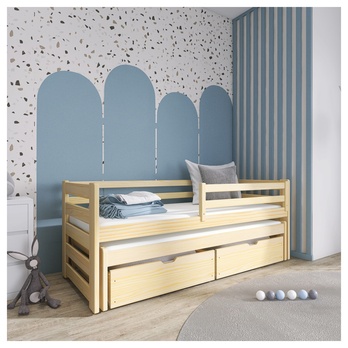 Posteľ s výsuvným lôžkom RHYS borovica, 90x190 cm 1