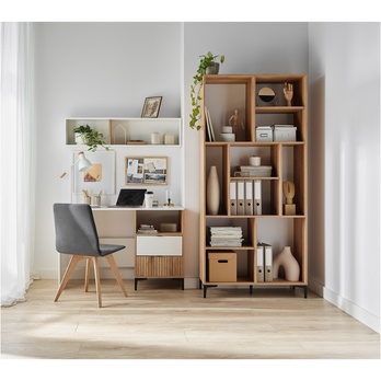 Písací stôl RICKO B01 dub evoke/alpská biela 1