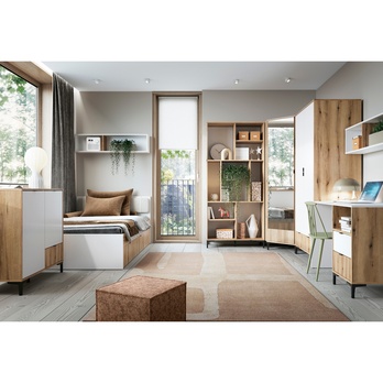 Písací stôl RICKO B01 dub evoke/alpská biela 3