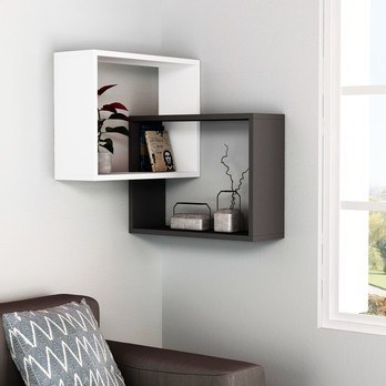 Nástenný regál RING biela/antracitová 1