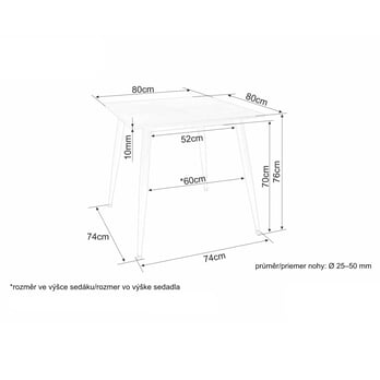 Jedálenský stôl RION biela/čierna, šírka 80 cm 5