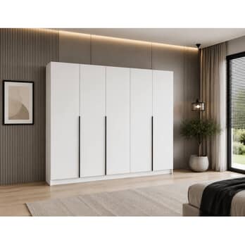 Šatníková skriňa RIVA 250 biela, výška 245 cm 1