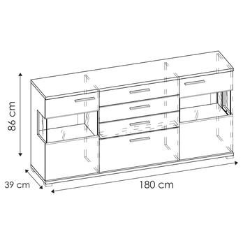 Komoda RIVA dub sonoma, šírka 180 cm 11