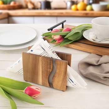 Stojan na servítky RIVER akácia/živica 1