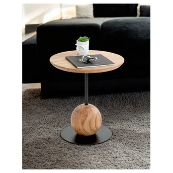 Prístavný stolík RIVERA akácia/čierna, výška 45 cm 5