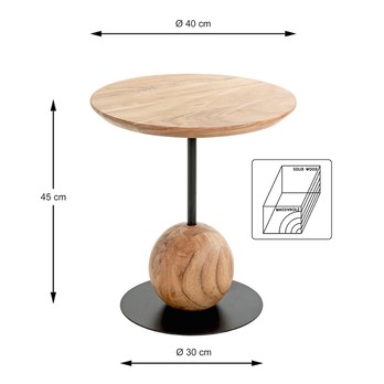 Prístavný stolík RIVERA akácia/čierna, výška 45 cm 6