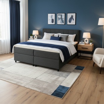 Polohovacia posteľ s matracom a topperom ROBIRAM antracitová, 180x200 cm 1