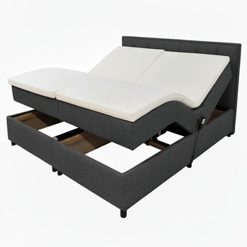 Polohovacia posteľ s matracom a topperom ROBIRAM antracitová, 180x200 cm 2