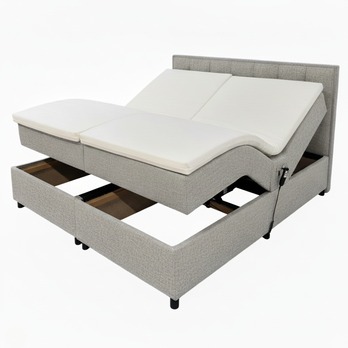 Polohovacia posteľ s matracom a topperom ROBIRAM svetlosivá, 160x200 cm 2