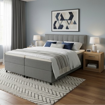 Polohovacia posteľ s matracom a topperom ROBIRAM sivá, 160x200 cm 1