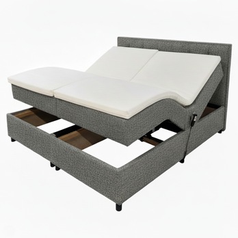Polohovacia posteľ s matracom a topperom ROBIRAM sivá, 160x200 cm 2